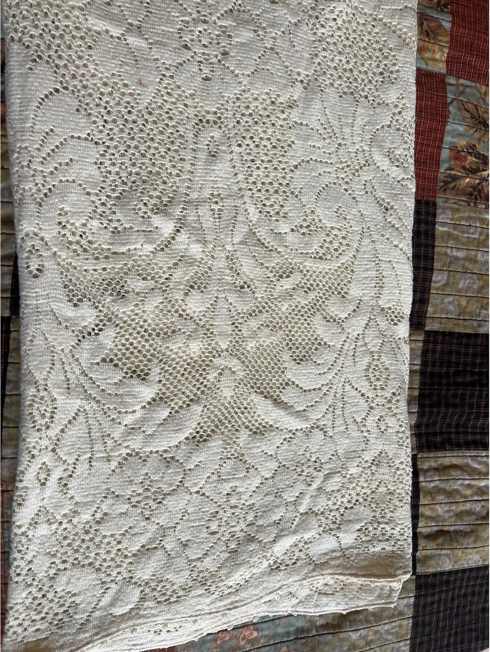 Vintage White Crochet Tablecloth 50x50 Inches